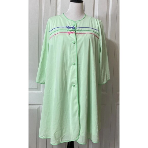 Vintage 2 Pc Lorraine Green Nylon Babydoll Nightgown and Robe Peignoir - Picture 9 of 16